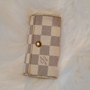 Auth Louis Vuitton Damier Azul 4 Key Holder